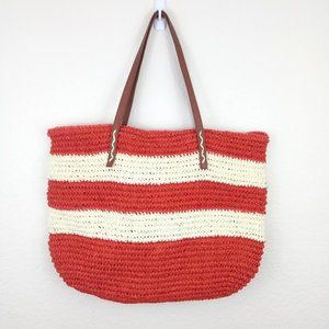 Under One Sky | Large Woven Straw Beach Tote Bag